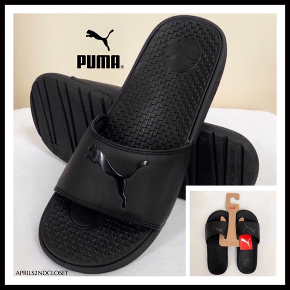PUMA BLACK SLIDES SANDALS CAT SPORT SLIP ONS A2C - Picture 8 of 8
